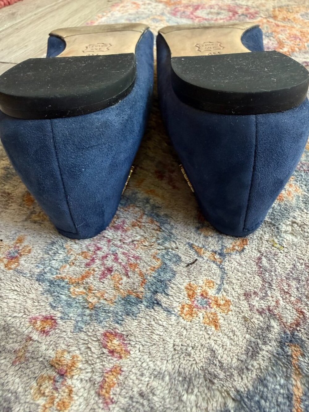Tory Burch Navy Suede Pointed Toe Flat Size 6 M - Picture 3 of 7